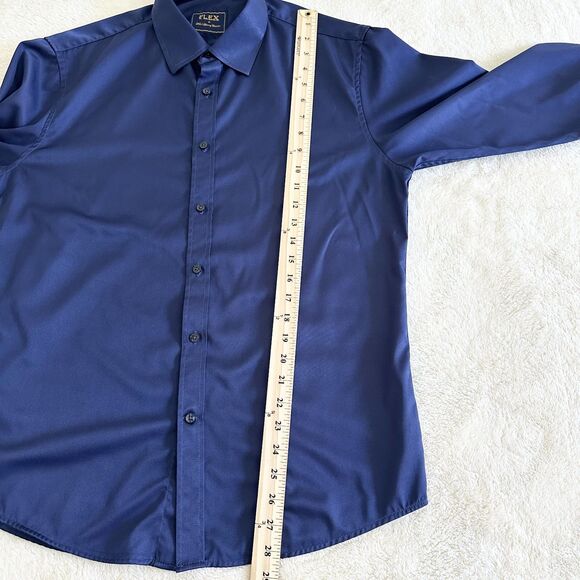 Flex Dress Shirt Mens Size M Navy Blue Luxury Collection Designed in Italy - Picture 9 of 10